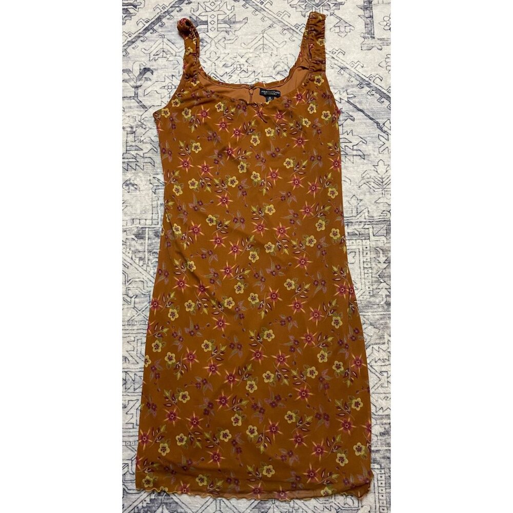 American Eagle Outfitters Floral Print Sleeveless Dress Small Brown Floral Lined